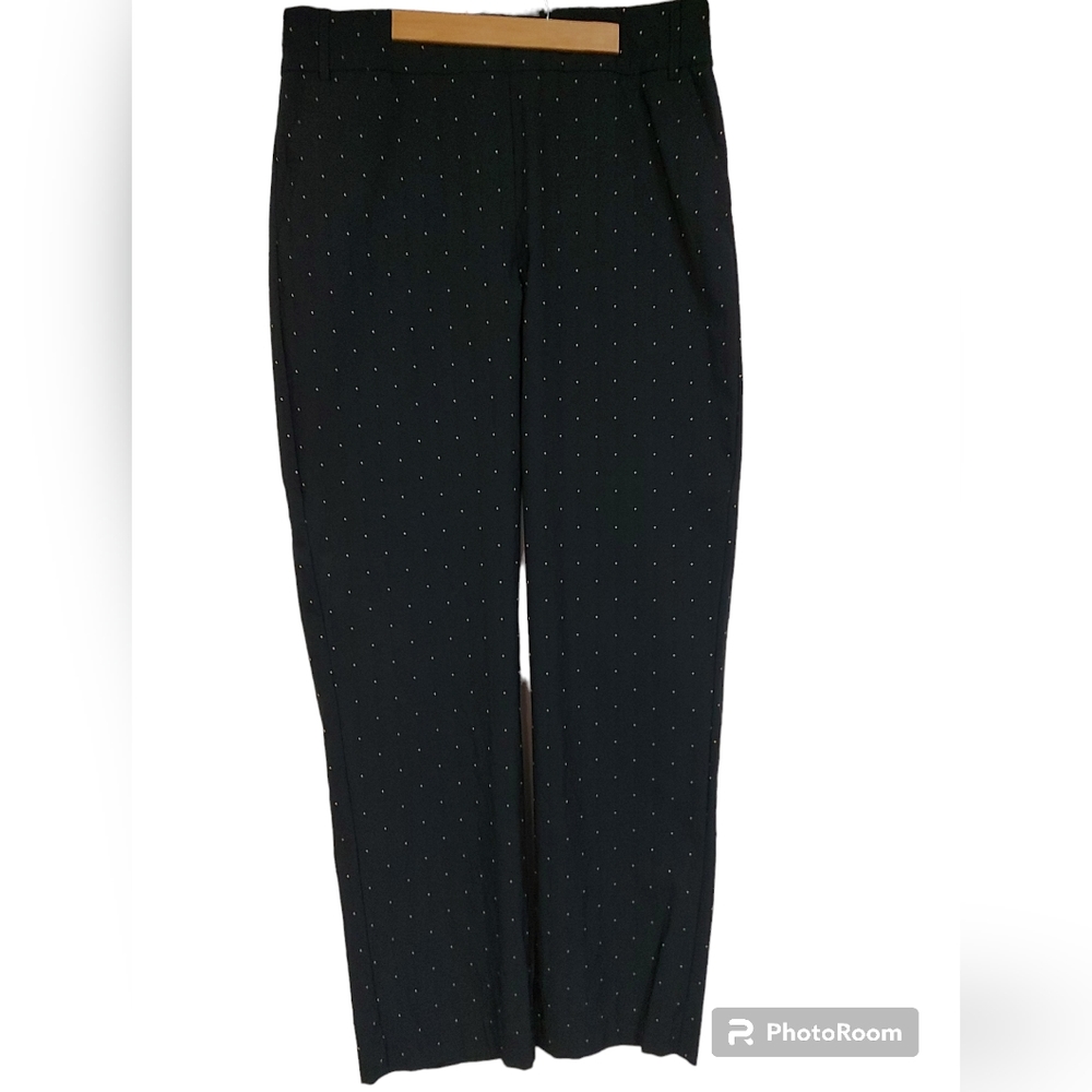 Penningtons Black Gold Dots Dress Pants Size 16 Pull On Pockets